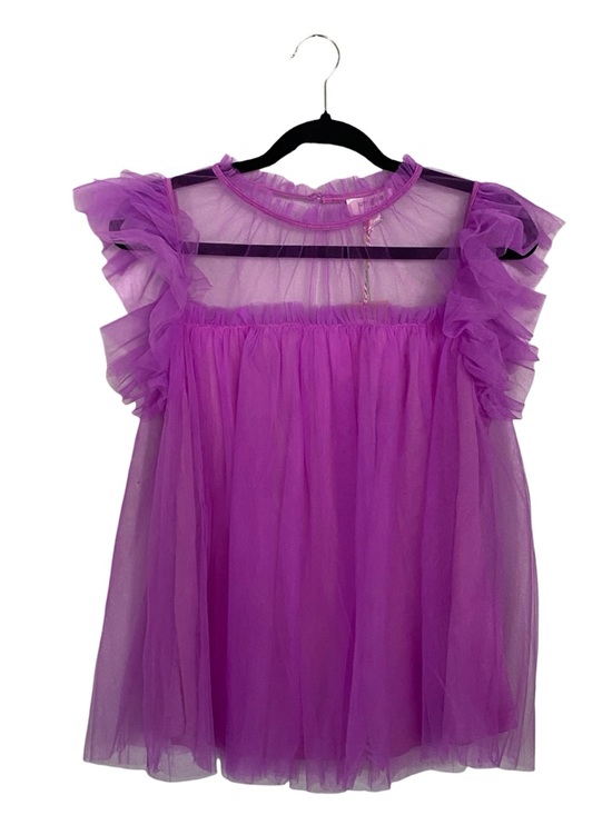 Umgee Tops - Umgee Boutique Style Purple Tulle Short Sleeve Blouse Womens Size Medium NWT